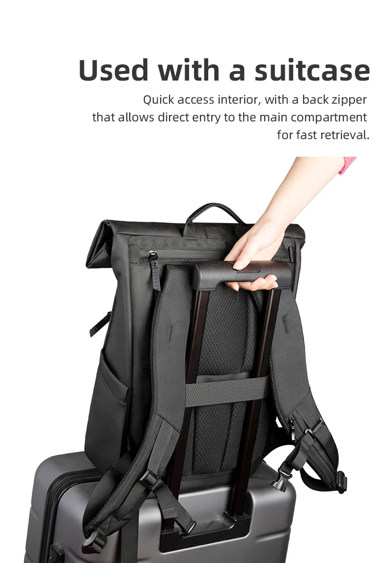 Heroic Knight Rolltop Laptop-Rucksack, erweiterbares, wasserabweisendes Fach, stilvoller Rucksack für Herren, lässiger Reiserucksack