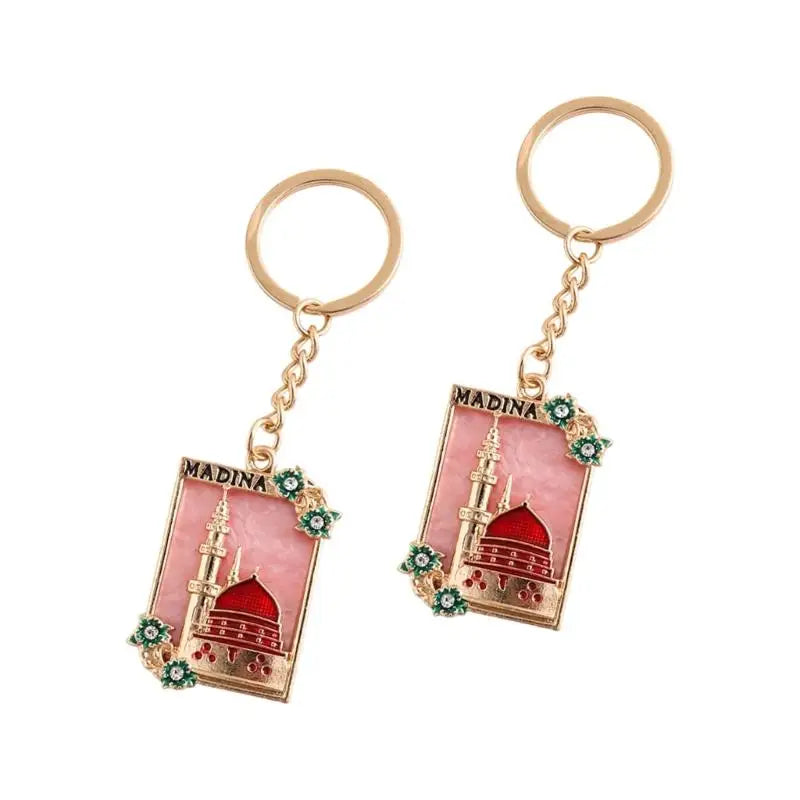 A52E Islamic Cultural Keyrings Decorative Mosque Motifs Accessories for Holy Event