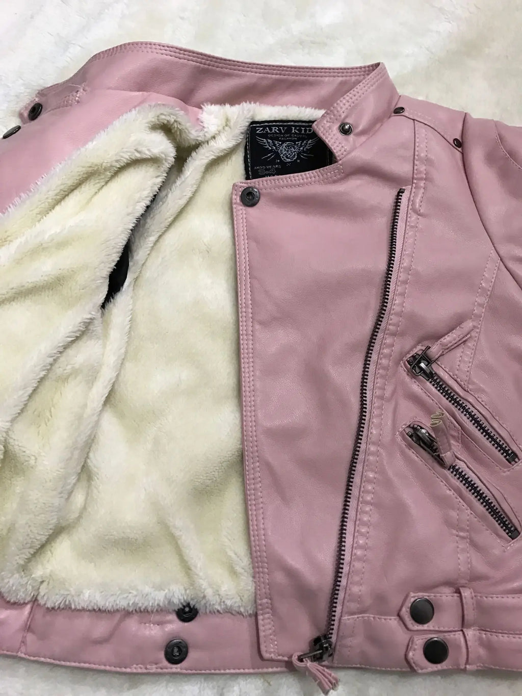 2-14 Years Old Girls Faux Leather Jacket Children PU Coat Long Sleeve Zip Belt Locomotive Jacket Stylish Teen Kids Boys Jackets