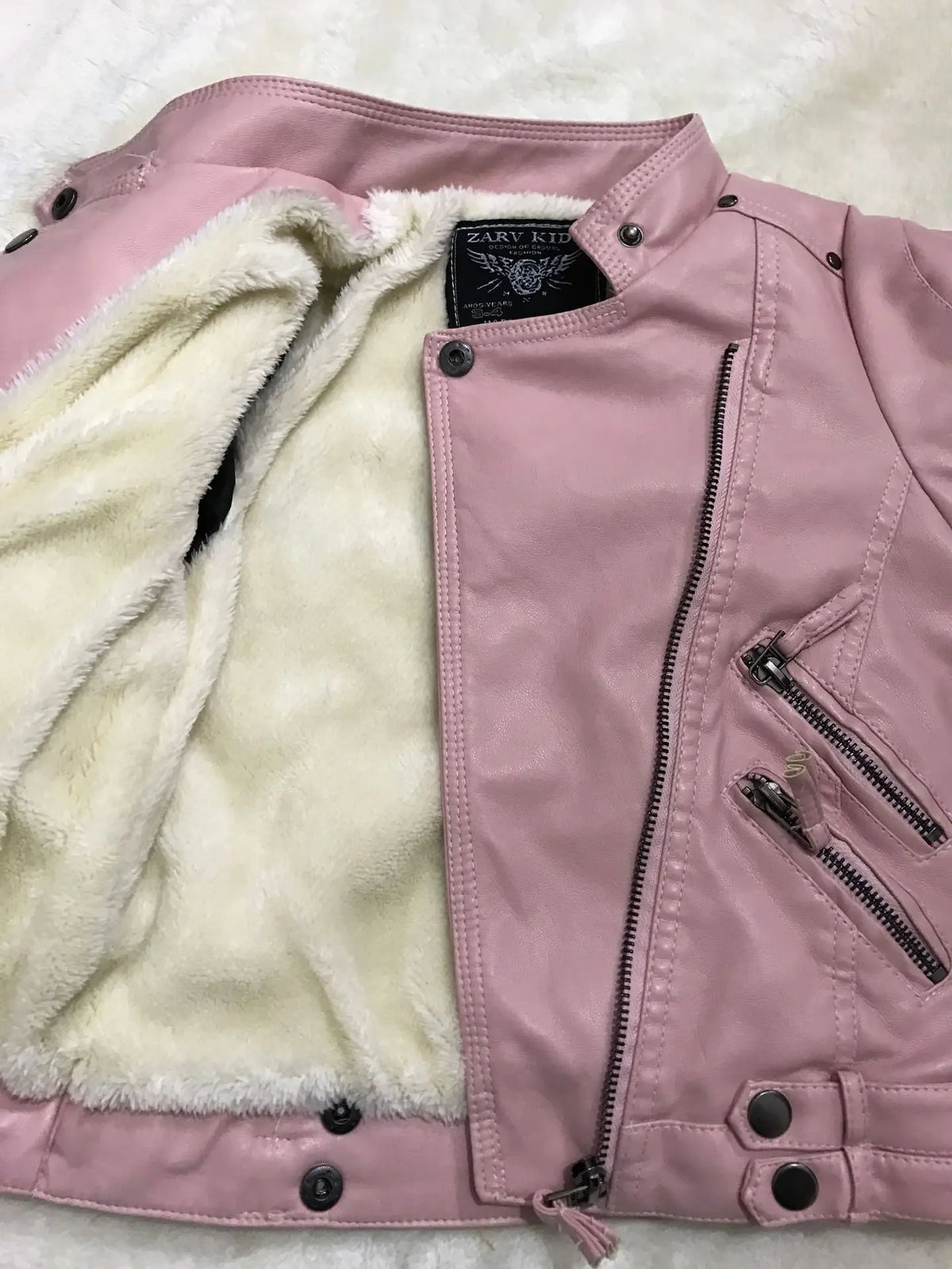 2-14 Years Old Girls Faux Leather Jacket Children PU Coat Long Sleeve Zip Belt Locomotive Jacket Stylish Teen Kids Boys Jackets