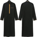 New Islamic Muslim Men's Thobe Long-sleeved Classic Embroidery Robe Arabic Ethnic Style Men's Casual Formal Robe Prayer Dress