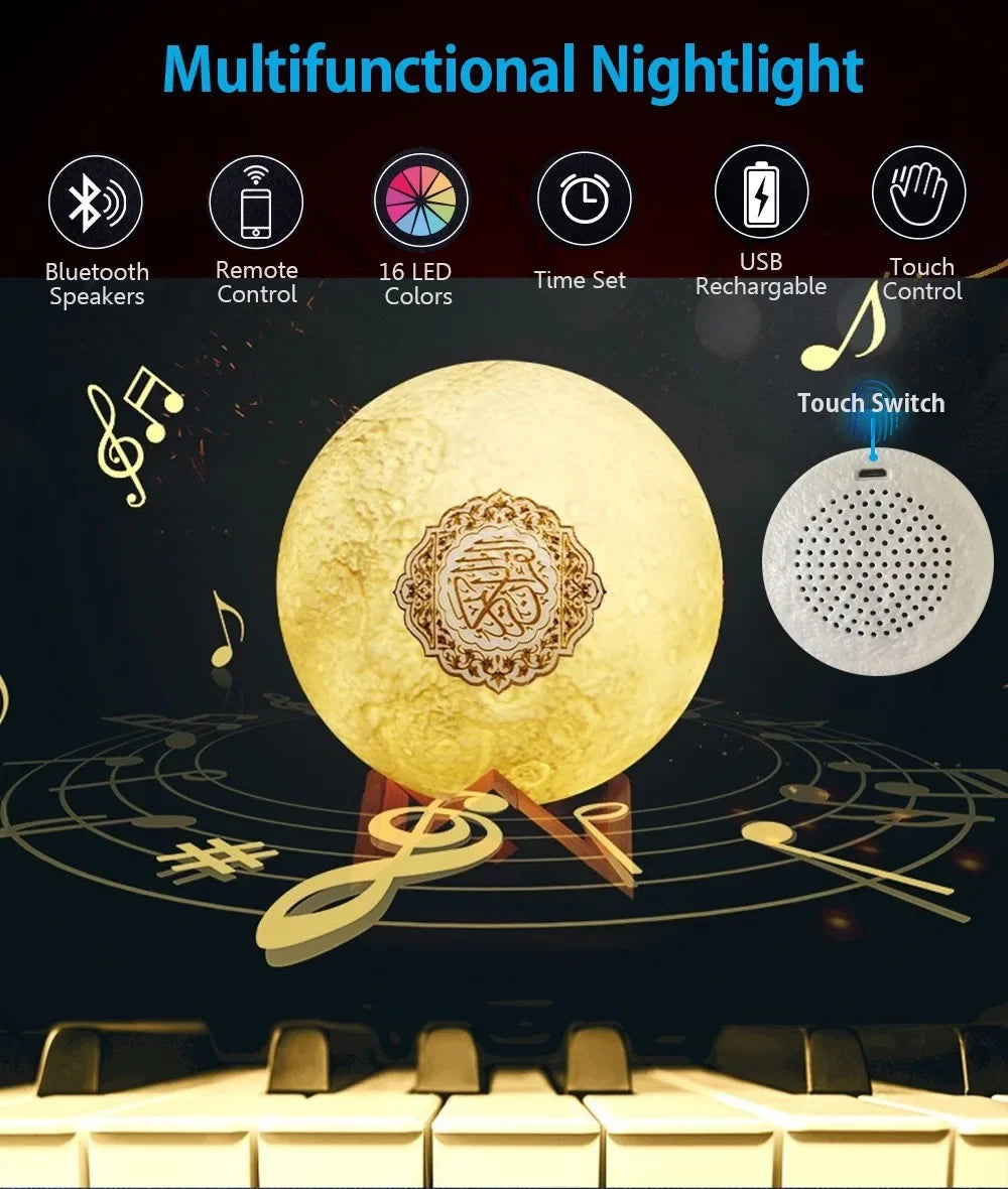 Quran Islam Arabic Koran Muslim Ramadan Azan Wireless Portable Bluetooth Speaker Bright Night Light Lamp Holy Islamic Arab Music