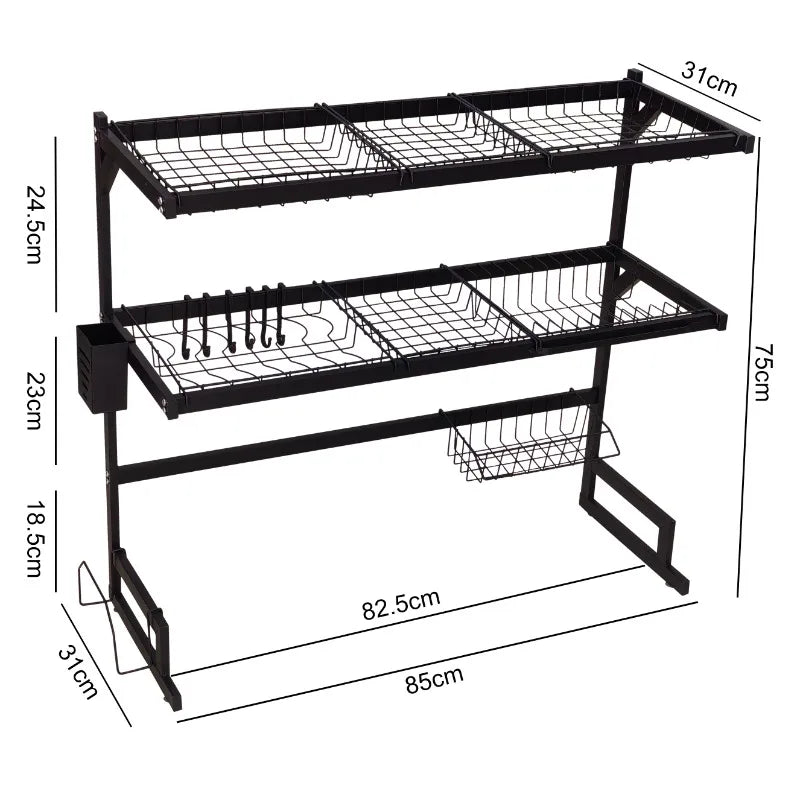 Kitchen Storage Shelf Above The Sink Bowl Draining Rack Multifunctional Dish Knife Rag Spoons Sink Rack Set  Organizer Kitchen