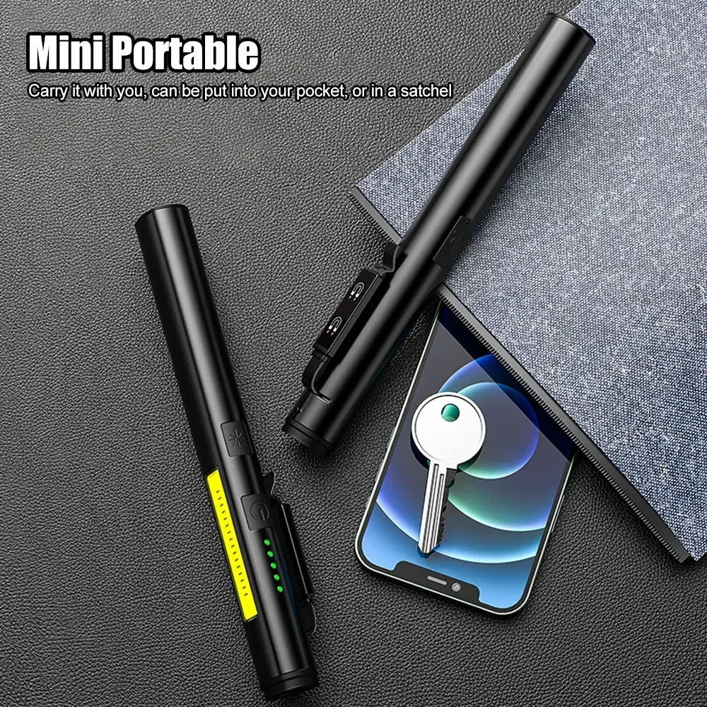 KDULIT 4 in 1 Multifunctional LED Pen Flashlight Built in 800mah Battery USB Rechargeable with Magnetism Work Repair Lantern