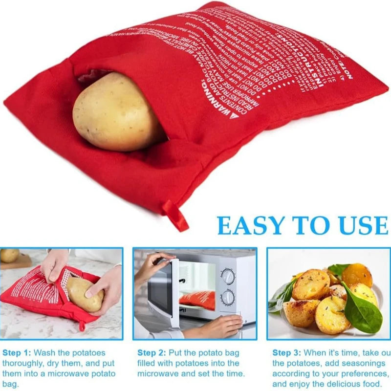 Kitchen Supplies Microwave Potato Bag Baked Potato Bag Red Pouch Cooking in Just 4 Minutes Cooker Bag Potato Bags Kitchen Tools