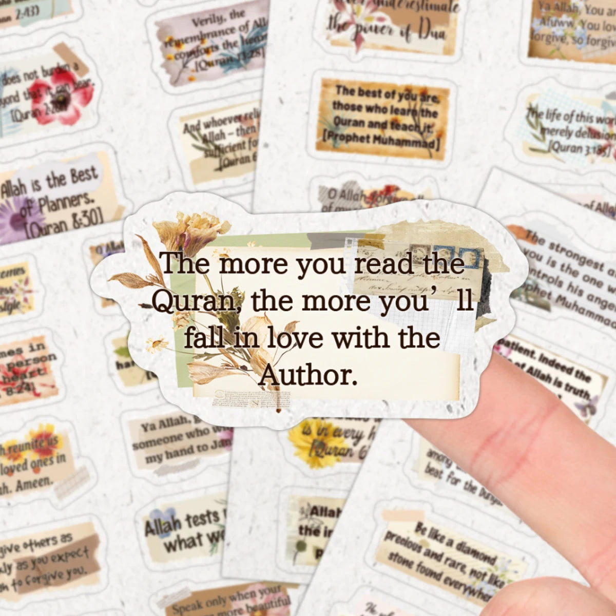 4sheets-50pcs Islamic Quranic Verses Inspirational Quotes Stickers For Quran Journaling,Scrapbooking,Ramadan Decor,Muslim Gifts