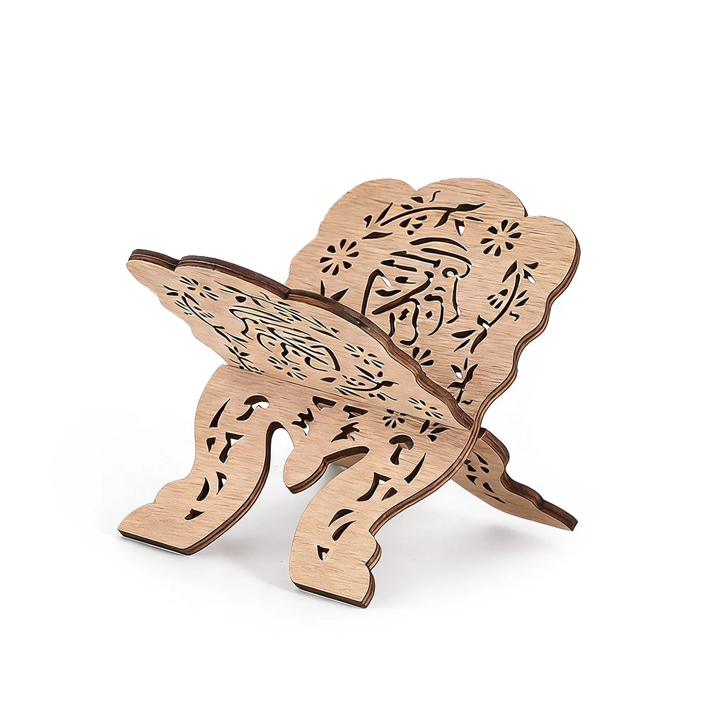 Wooden Islamic Middle Eastern Foldable Quran Stand Ramadan Muslim Eid DIY Home Storage Display Reading Prayer Table Decoration