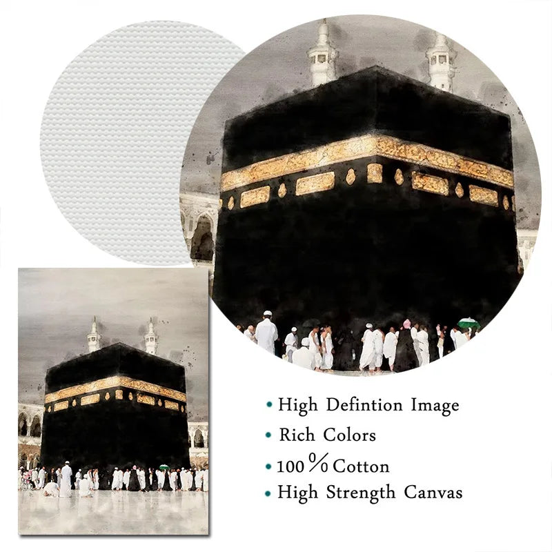 Islamic Masjid Mosque Allah Mecca Medina Kaaba Sacred Place Posters Canvas Painting Print Wall Art Pictures Living Room Decor