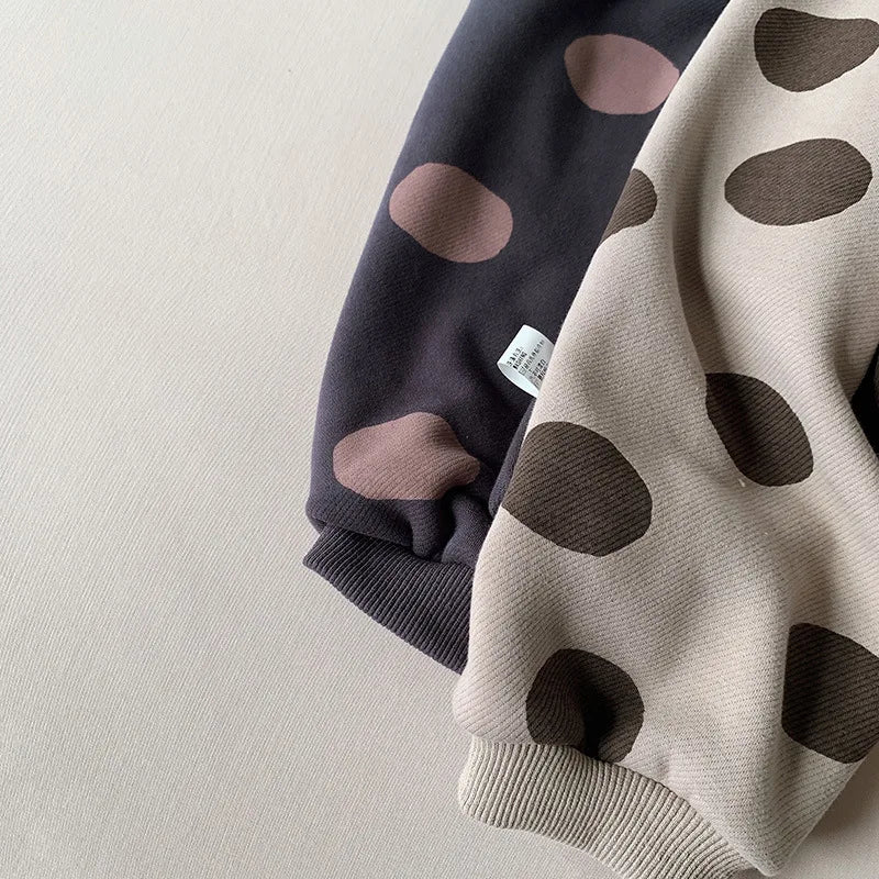 2025 New Winter Children Dot Print Trousers Plus Velvet Thick Girls Harem Pants Baby Boys Fleece Casual Pants Kids Clothes