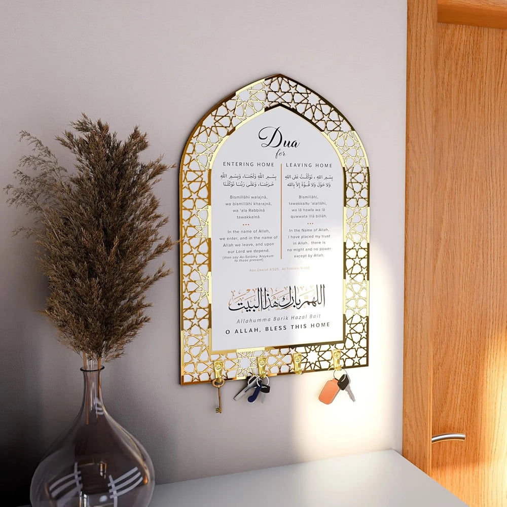 Arabic Key Holder for Islamic Wall Art,Islamic Home Decor Muslim Gift for Men and Women Ramadan Decorations for Home