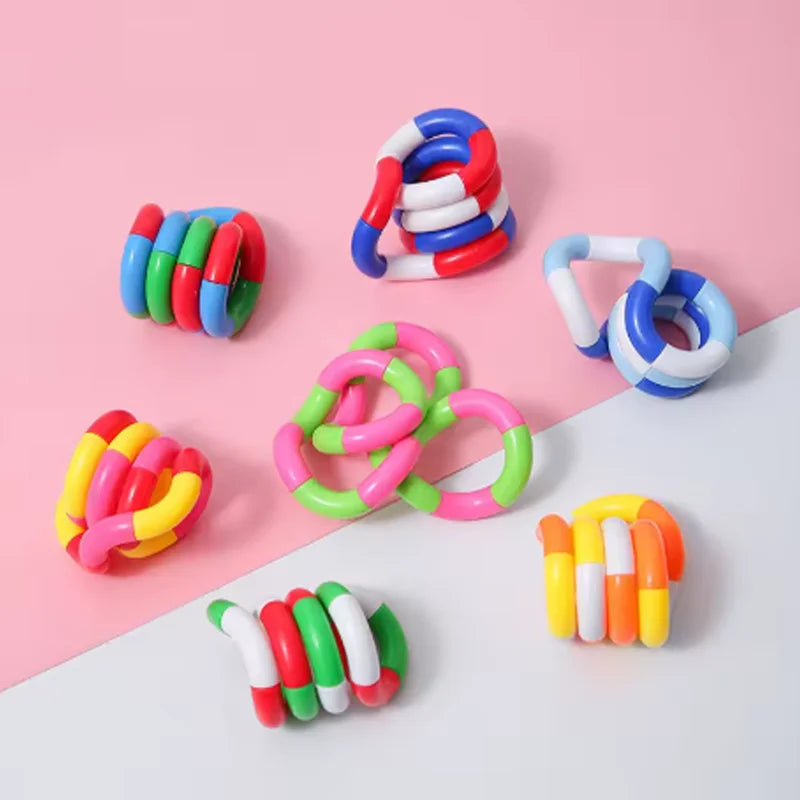 Sensory Fidget Toys -  Multicolor Twisty Fidget Toys Stress Relief, Decompression - Squeeze, Twist, Chain Spinner Alternative Gi