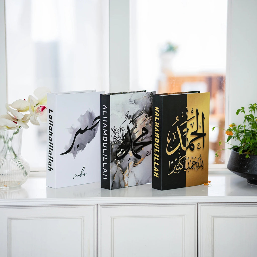 Islamic Luxury Fake Book Decorative Books Storage Box Coffee Table Interior Decoration Kaaba Mosque Muslims Bedroom Home Decor