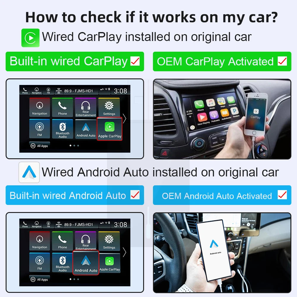 Kompakter Kabelloser CarPlay Android Auto USB-Adapter, Kabelgebunden zu Kabellos Upgrade, Einfache Installation, Automatische Verbindung, Kompatibel mit 98% aller Autos