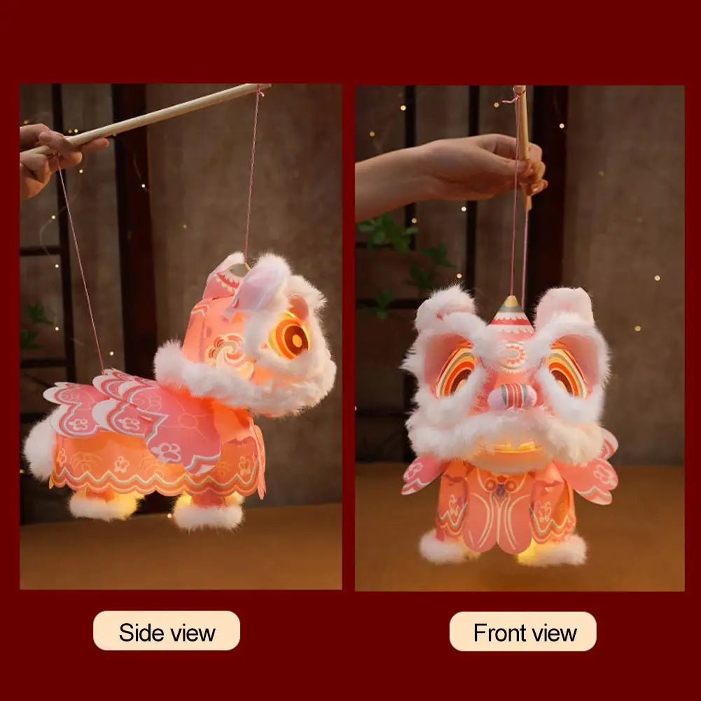 2026 Year of the Horse Chinese New Year Lion Dance Lantern DIY Kit Waterproof Light Up Handheld Toy LED Copper Festive Craft