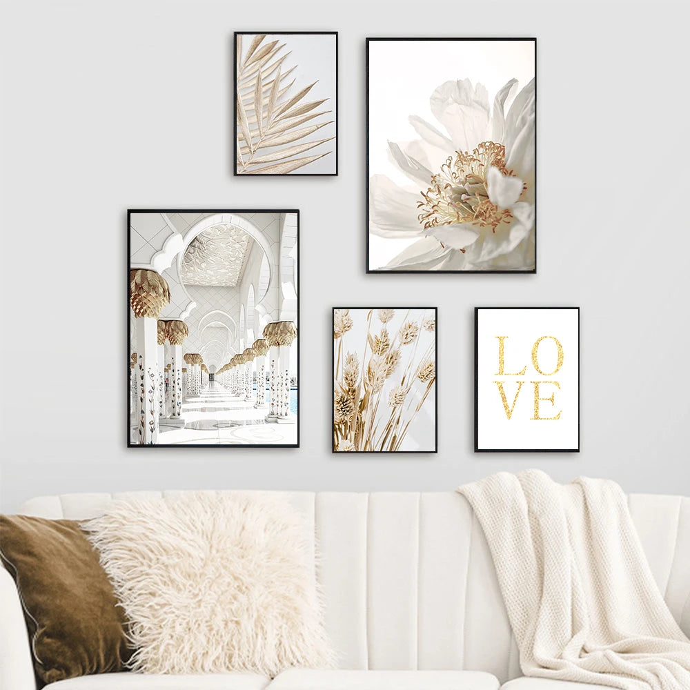 Islamic Canvas Poster Hay Dandelion Wall Posters Beige Flowers Art Painting Morocco Door Print Pictures Living Room Decoration
