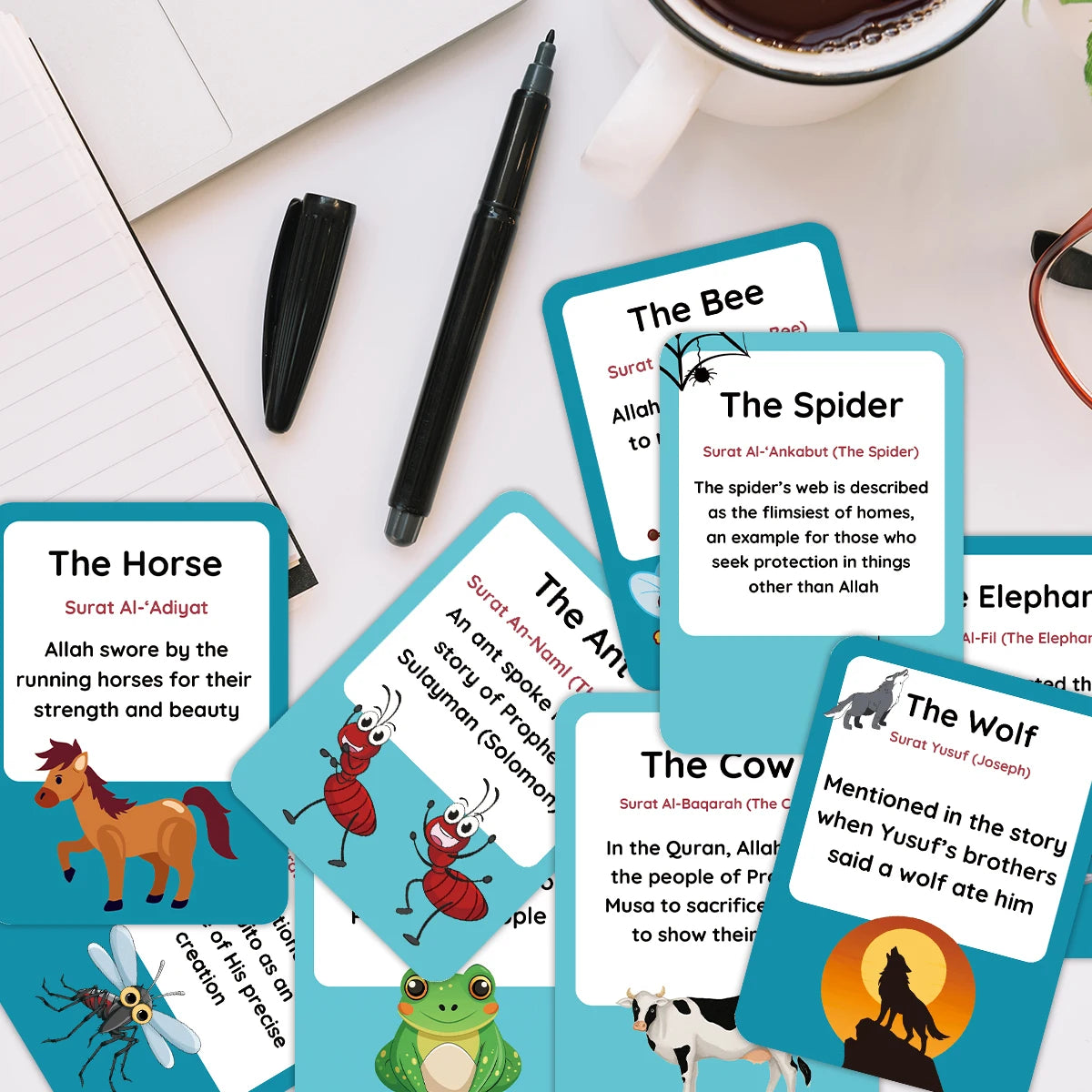 31pcs Islamic Animal Flashcards For Discover Quran Creatures,Arabic Language Learning Materials,For Ramadan Gift,Muslim Learning