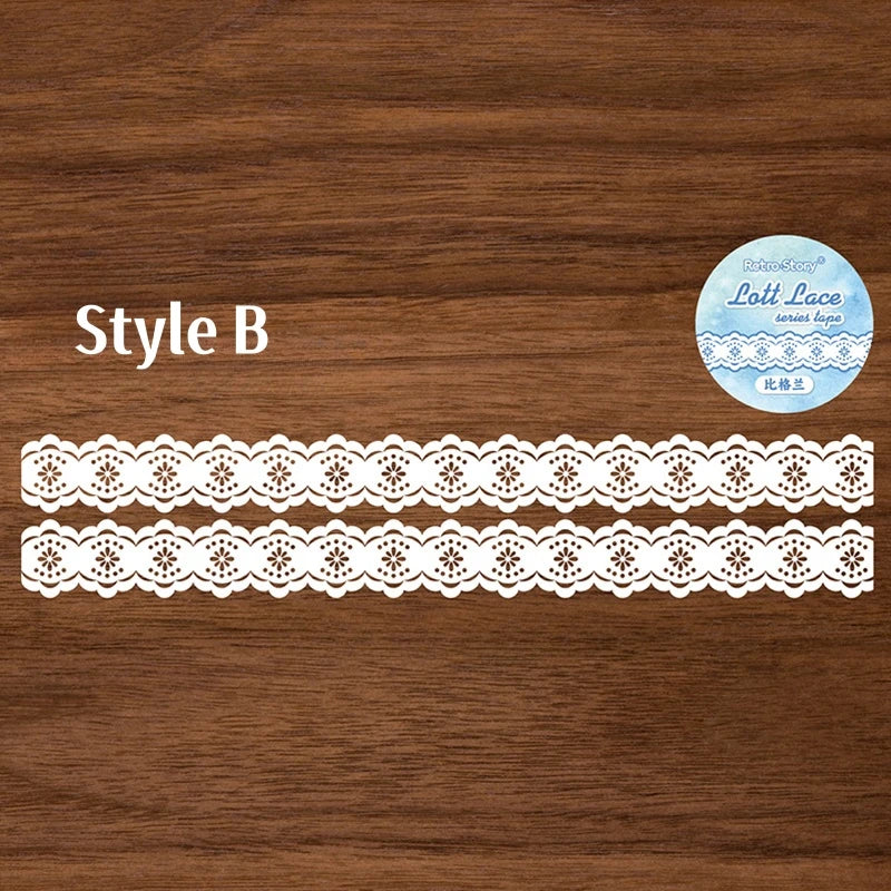 1Roll Lace Series PET Tape Scrapbooking Decoration Stickers Perfect for Collage Journaling Craft Diy Supplies