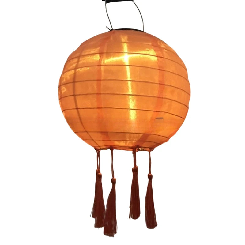 12 Inch Waterproof Solar Chinese Lantern Cloth Hanging Lamp Outdoor Festival Wedding Birthday Party Garden Hanging Lamp Decor