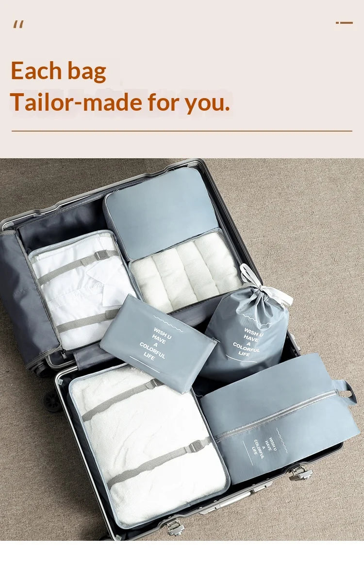 travel Packing Cubes Organizer, Lightweight Luggage Bags with Zipper for Suitcase Clothes Compression, Portable Storage Bag Set