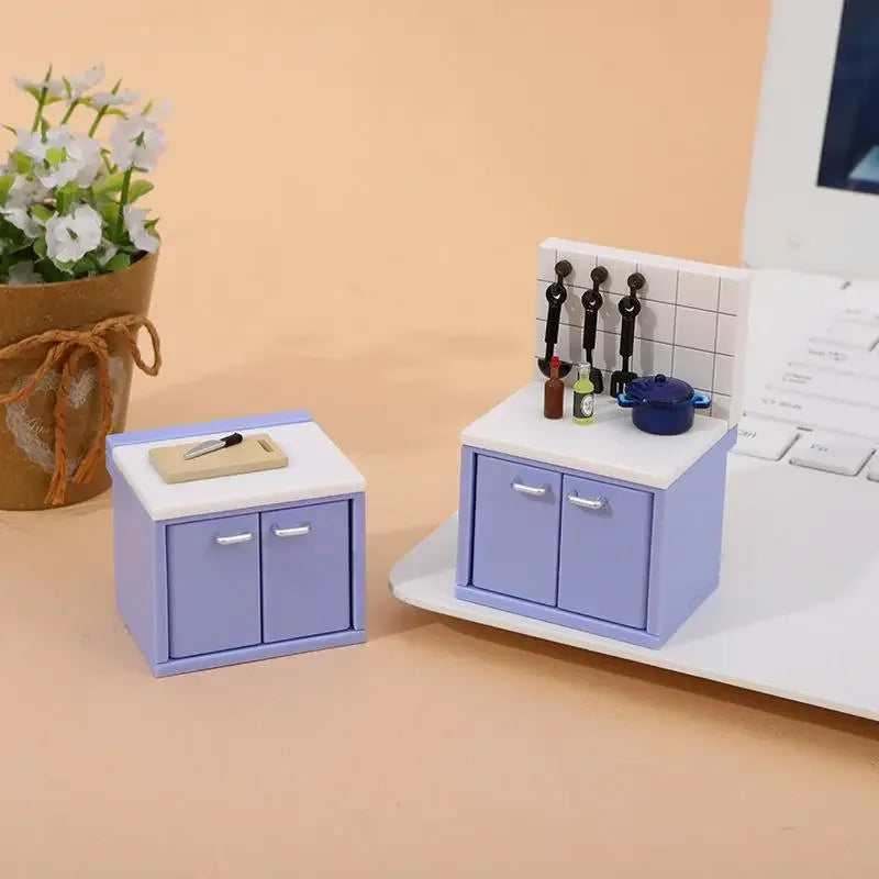 1 Set Dollhouse Miniature Simulation Kitchen Utensils Gas Stove Model Kitchen Accessories For Doll House Decor Pretend Play Toys