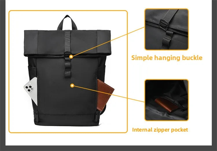 Europa und die Vereinigten Staaten: Neuer Roll-Top-Rucksack für Herren, Business- und Freizeitrucksack mit Rollverschluss.