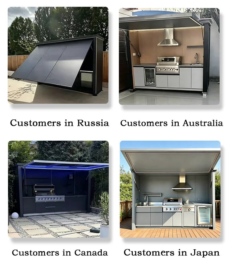 Wetterfester Outdoor-Küchenschrank Großer Stauraum Aluminium-Outdoor-Küchenschrank für Villa Garten Hinterhof BBQ Kochen