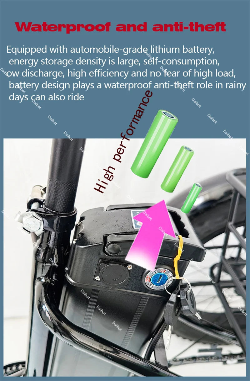 20 Inch Fat Tire Electric Folding Bicycle For Adults 48V 500W Electric Tricycles 3 Wheel Electric Cargo Bike For Women Man Ebike