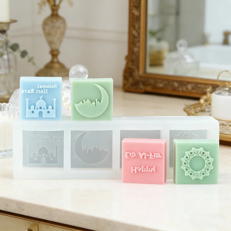 Islamic Themed Silicone Soap Molds Mosque/Crescent/Geometric Pattern Designs DIY Handmade Soaps Ramadan Gifts Eid Decor Muslim