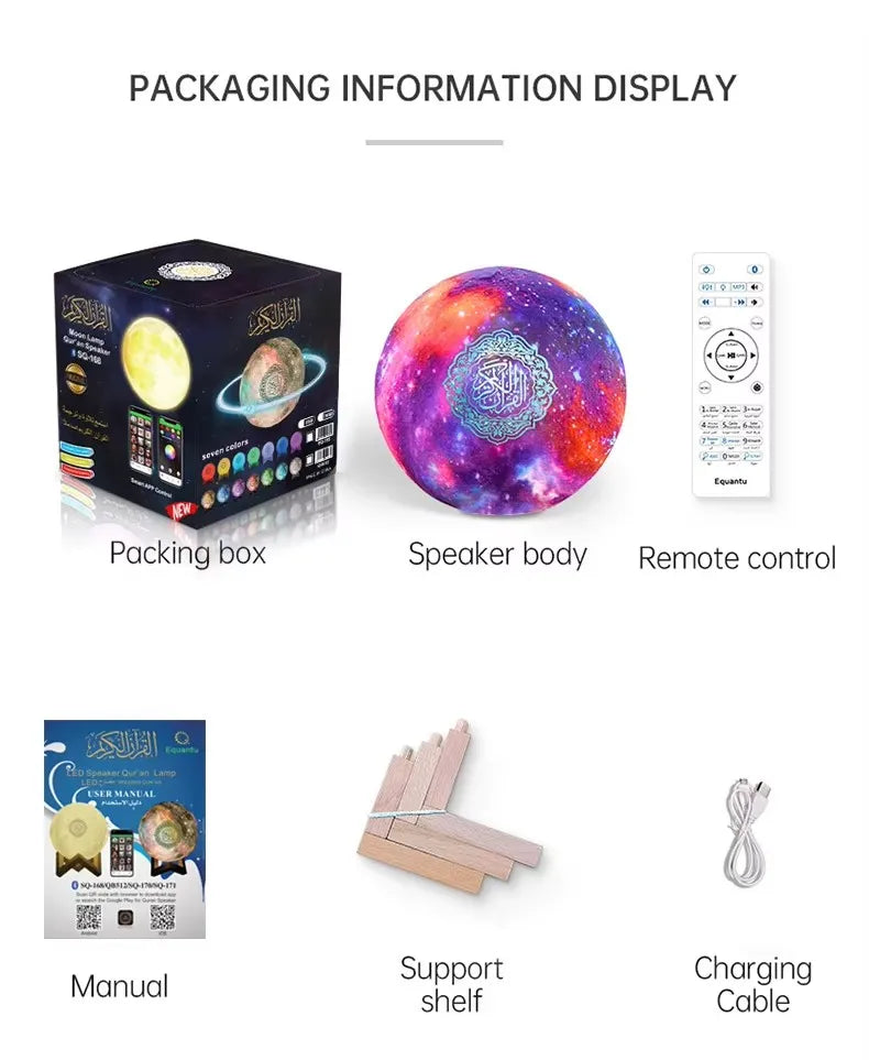 Quran Islam Arabic Koran Muslim Ramadan Azan Wireless Portable Bluetooth Speaker Bright Night Light Lamp Holy Islamic Arab Music