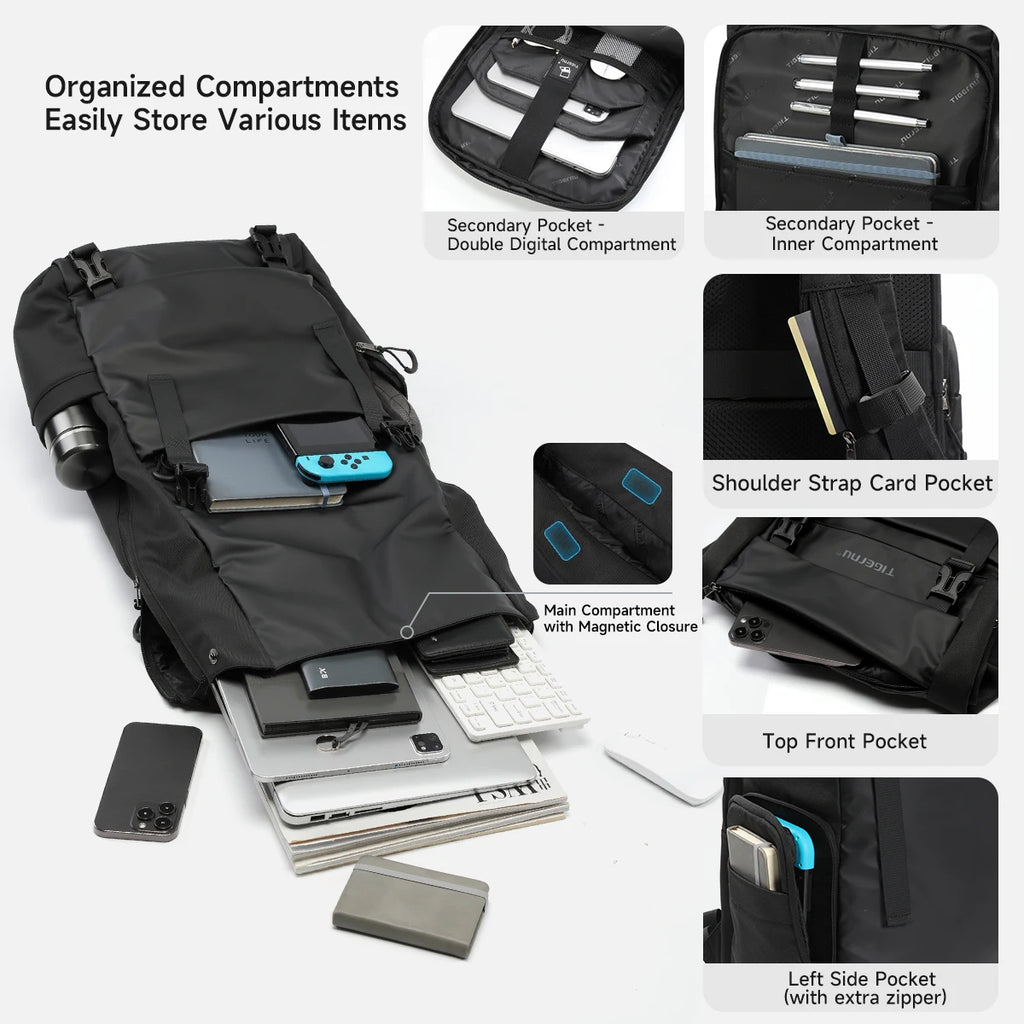Tigernu Reiserucksack für Herren, TPU, wasserdicht, Rucksack für Herren, erweiterbar, Herrenrucksack, Business-Taschen, Schulrucksack