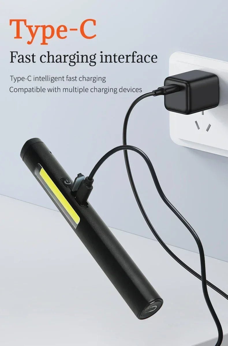 KDULIT 4 in 1 Multifunctional LED Pen Flashlight Built in 800mah Battery USB Rechargeable with Magnetism Work Repair Lantern