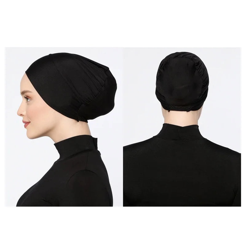 Islamic Black Sport Modal Hijab Undercap Muslim Abaya Hijabs For Woman Abayas Jersey Turbans Turban Instant Head Wrap Women Cap