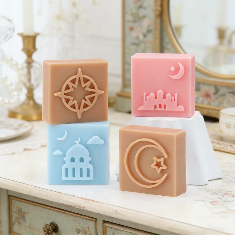 Islamic Themed Silicone Soap Molds Mosque/Crescent/Geometric Pattern Designs DIY Handmade Soaps Ramadan Gifts Eid Decor Muslim