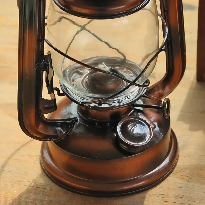 19/25cm Retro Classic Wrought Iron Lamp Lanterns Wick Portable Lights Oil Lantern Camping Hiking Home Decor