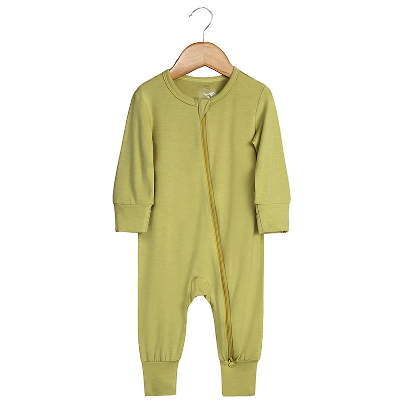 2026 Newborn Baby Bamboo Fiber Romper Solid Breathable Long Sleeve Clothes For 0-24M Boy Girl Jumpsuit Infant Loungewear Pyjamas