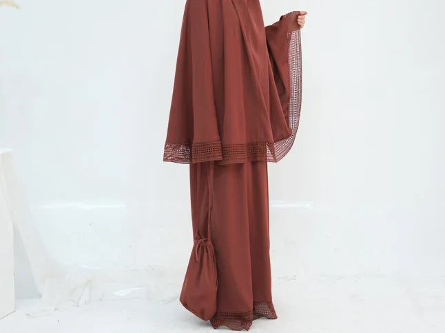 Complete Women's Islamic Prayer Outfit Set (4 Items) Includes Prayer Rug Carry Case Modest Abaya Dress and Khimar Headscarf