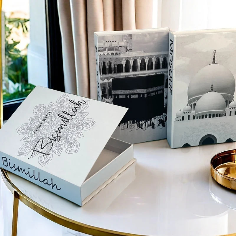 Islamic Mosque Kabaa Luxury Fake Book Home Decor Decorative Books Storage Box Simulation Book Coffee Table Interior Decoration