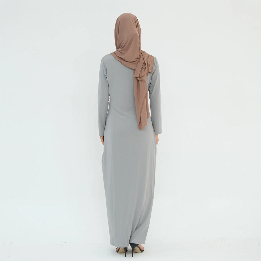 2025 Ramadan Muslim Women Abaya Islamic Stretch Underskirt - Solid Milk Silk Layering Dress Modest Elastic Inner Slip