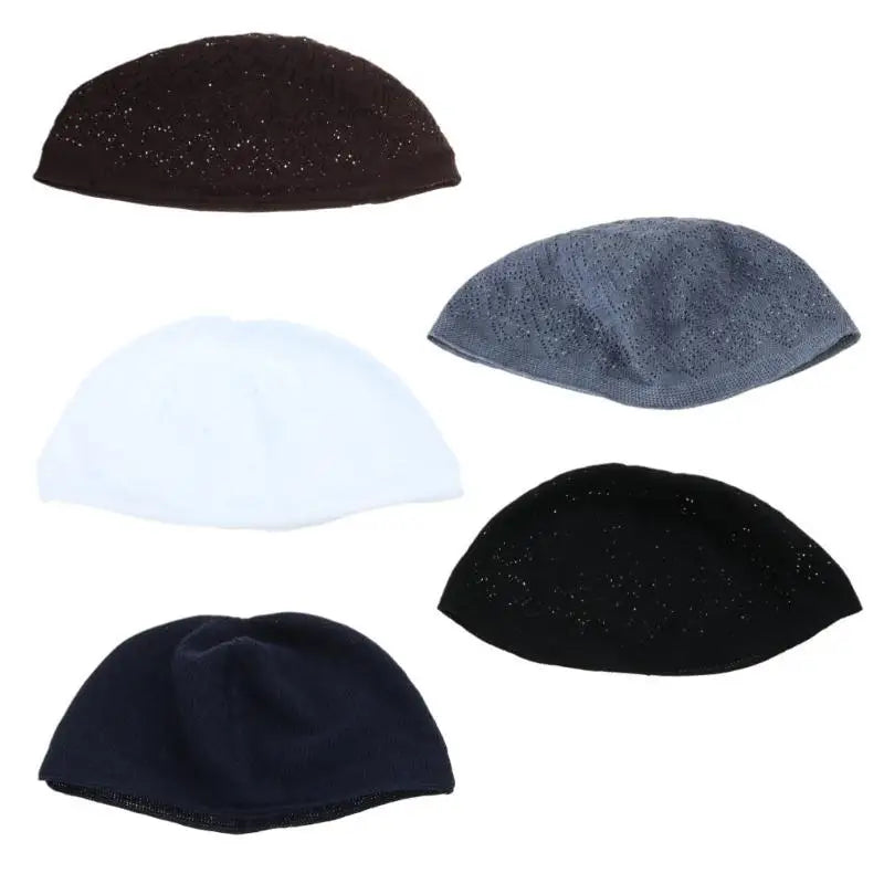 39BD Islamic Prayer Hat for Men Crochet Net EID Ramadan Hijabs Caps 5Pieces