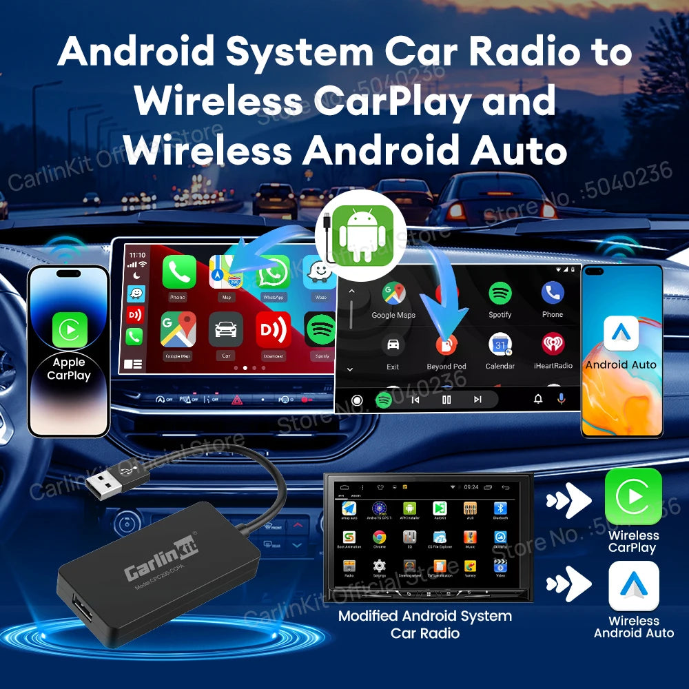 CarlinKit CCPA Wireless CarPlay Für Android Auto Radio Drahtlose Android Auto Drahtlose Auto Connect Mirrorlink Smart USB Adapter