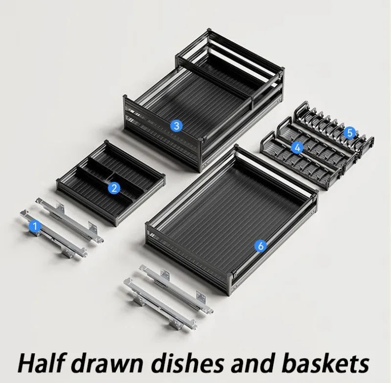 Pull Out Kitchens Cabinets Baskets Drawer Style Bowl Dish Storage Baskets Organization Three Layers Kitchens Shelf Thicken
