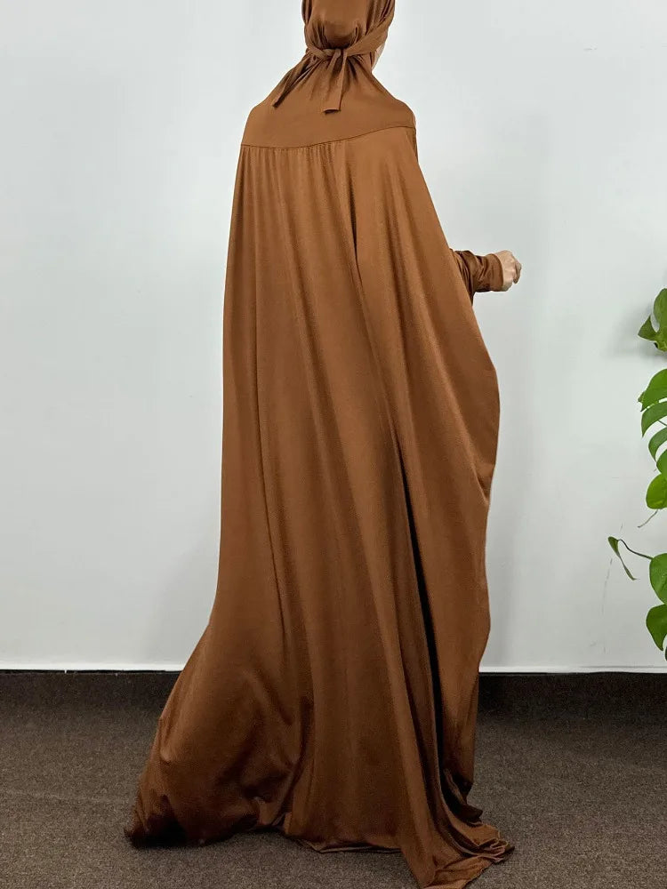 Islamic Abaya Modesty Ramadan Dress Muslim Abayas Hooded Long Sleeve One-piece Prayer Hijab Dress Women Jilbabs Turkish Kaftans