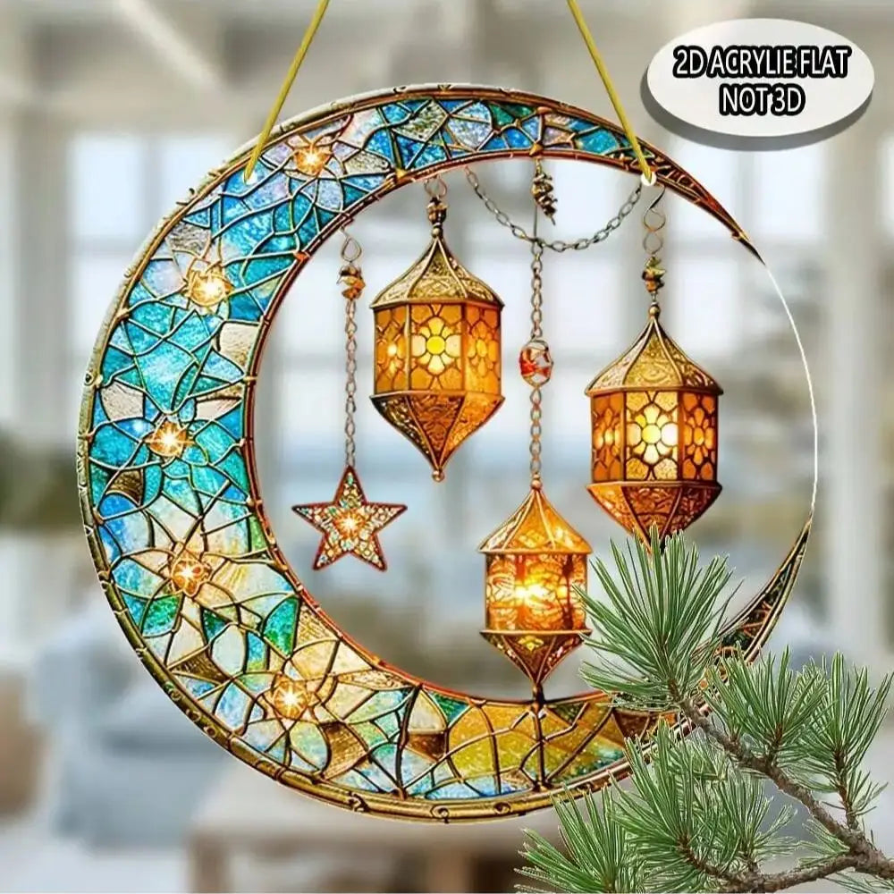 1PCS Moon Lantern Outdoor Decoration Pendant Suitable for Window Decoration Religious Gifts Living Room Decora (Non Luminous)