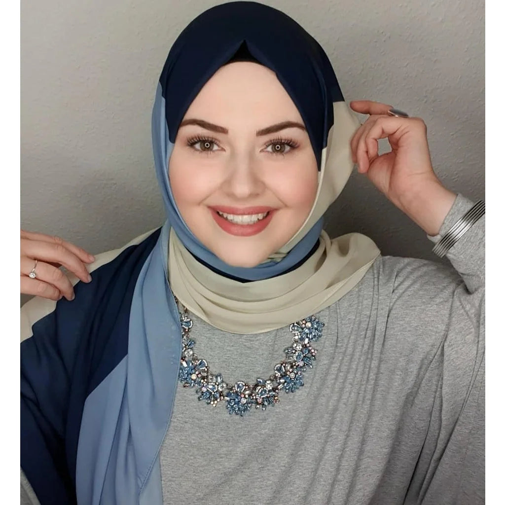 Islamic Scarf Women Luxury Blue Chiffon Hijab Abaya Hijabs For Woman Abayas Jersey Muslim Dress Turbans Head Instant Head Wrap