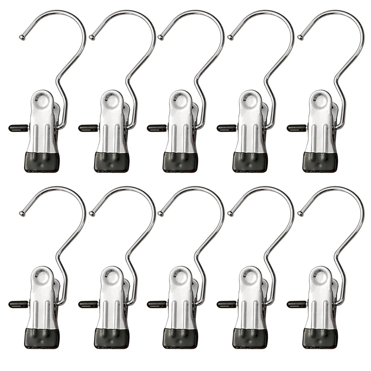 10pcs Stainless Steel Clothespins Laundry Clothes Pegs With Hook Portable Hanging Clothes Clip Wardrobe Clothes Organizer Hanger