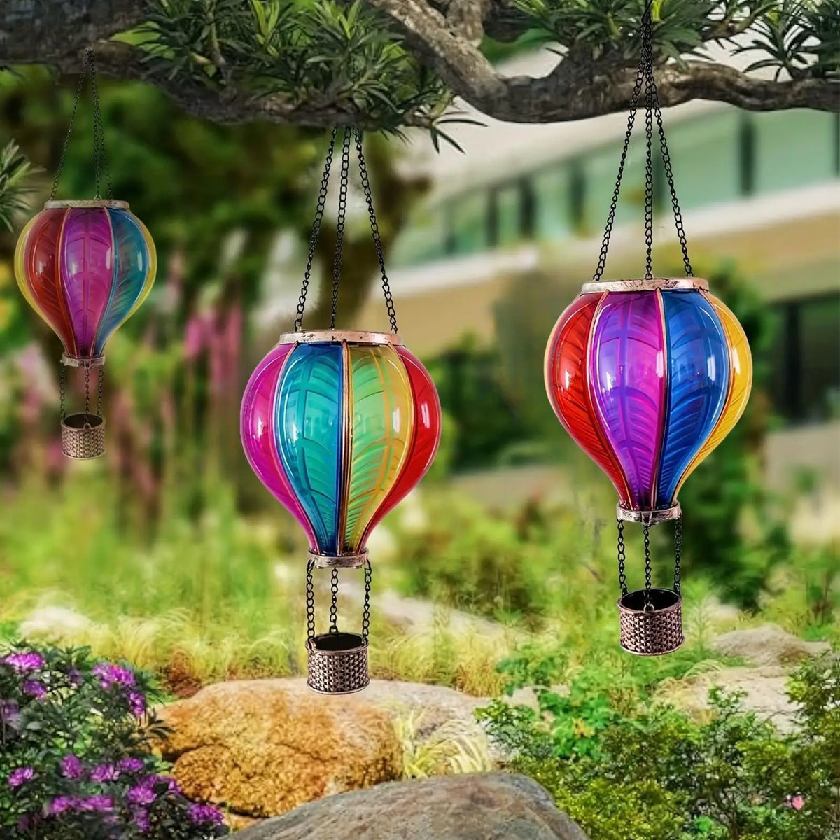 Hot Air Balloon Lanterns Solar Lantern Waterproof Portable Decorative Decor Lamp for Outside Garden Patio Balcony Night Decor