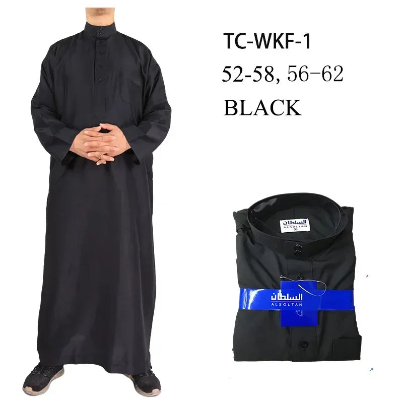 Islamic Clothing Men Solid Long Sleeve Loose Muslim Male Saudi Arabia Pakistan Kurta Muslim Costumes Muslim Dress Kaftan Thobe