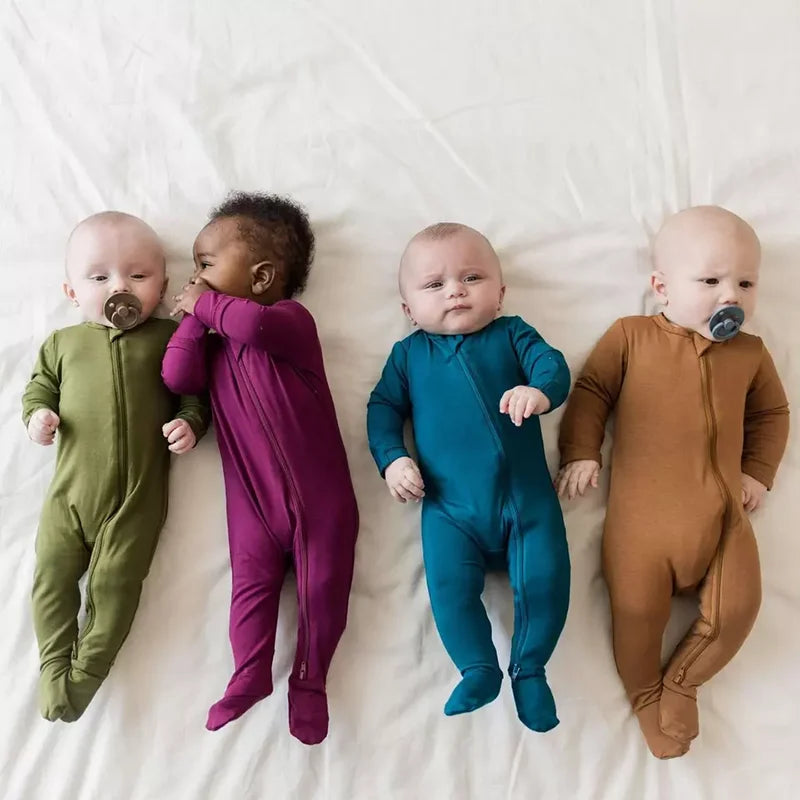 2026 Newborn Baby Bamboo Fiber Romper Solid Breathable Long Sleeve Clothes For 0-24M Boy Girl Jumpsuit Infant Loungewear Pyjamas