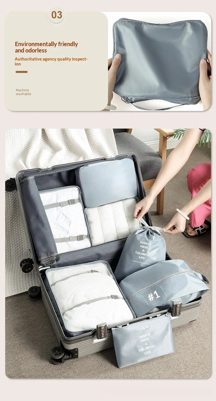 travel Packing Cubes Organizer, Lightweight Luggage Bags with Zipper for Suitcase Clothes Compression, Portable Storage Bag Set