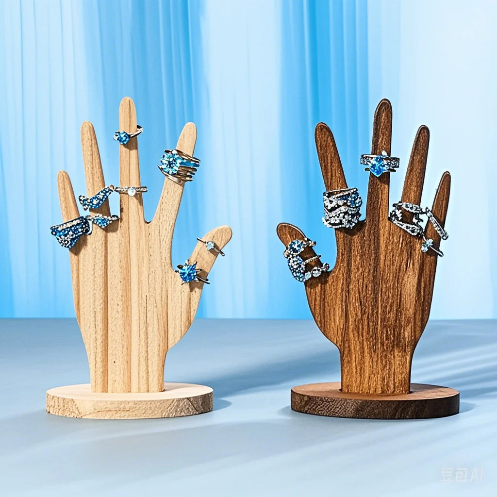 Handförmiger Schmuckständer, Multifunktionales Schmuckregal, Fingerhand-Display für Armbänder, Holzringhalter, Handringhalter